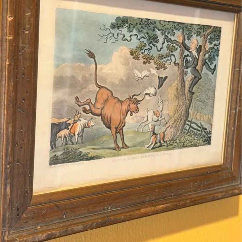 Thomas Rowlandson 'Doctor Syntax Pursued by a Bull' Framed Etching